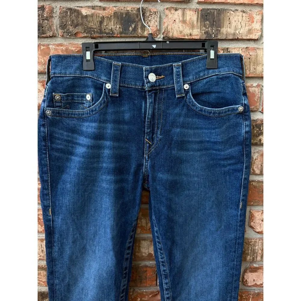 True Religion Rocco Mens Jeans Size 33 Relaxed Skinny Dark Wash Casual